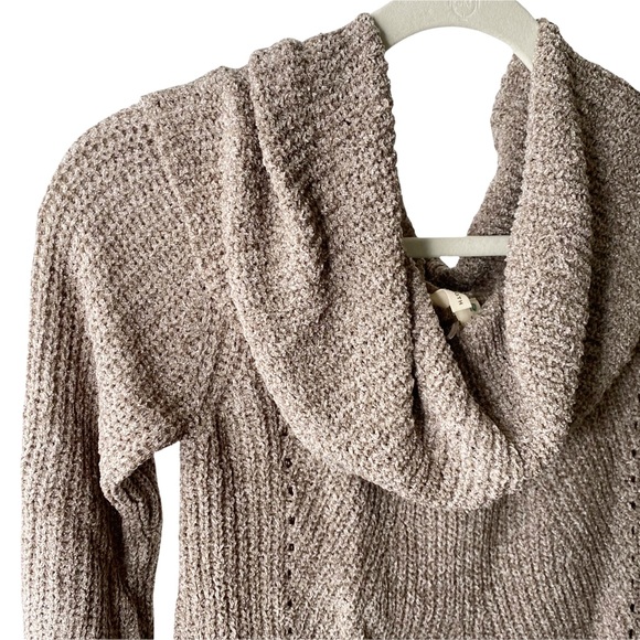 NWT Anthropologie Moth Taupe Chenille Lucerne Cowl Neck Sweater Small - Picture 9 of 15